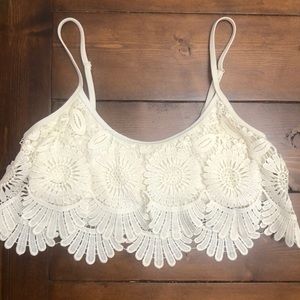 Jessica Simpson Floral Crochet Bathing Suit Top